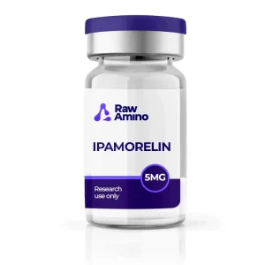 Ipamorelin 5mg research peptide vial by Raw Amino