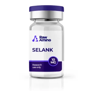 Selank 10mg research peptide vial by Raw Amino