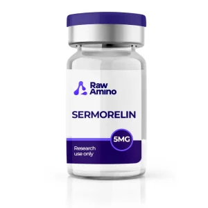 Sermorelin 5mg research peptide vial by Raw Amino