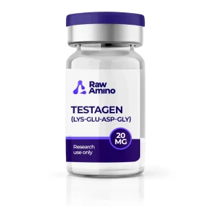 Testagen 20mg research peptide vial by Raw Amino